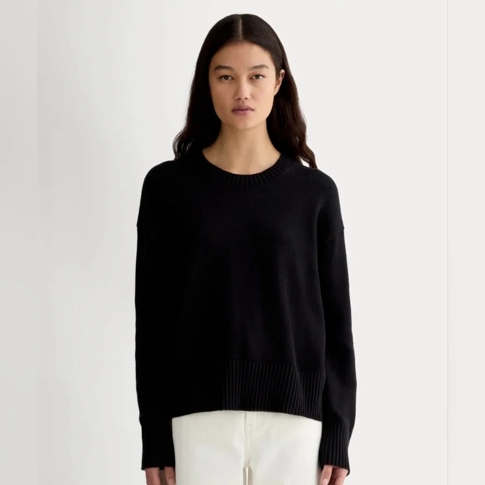 NWT Everlane The Boxy Sweater in Everyday Cotton Size XS In Black - Picture 8 of 11